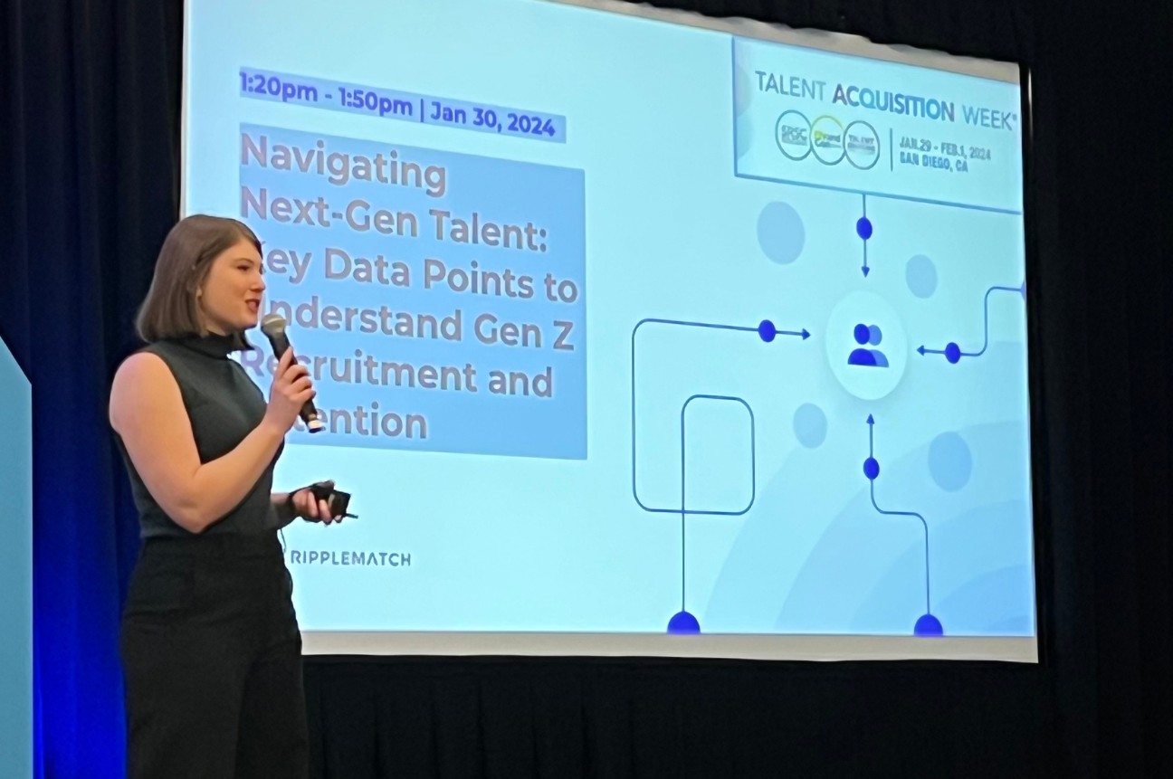 Kate Beckman during her session for TA Week 2024, Navigating Next-Gen Talent: Key Data Points to Understand Gen Z Recruitment and Retention