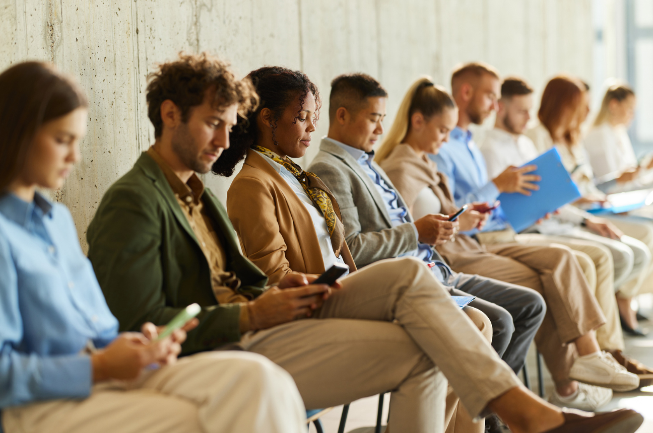 A number of interviewees in a row to represent high-volume hiring