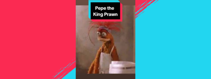 A TikTok preview image screenshot of Pepe from the Muppets with the caption "Pepe the Prawn King" to symbolize B2B influencer marketing somehow.